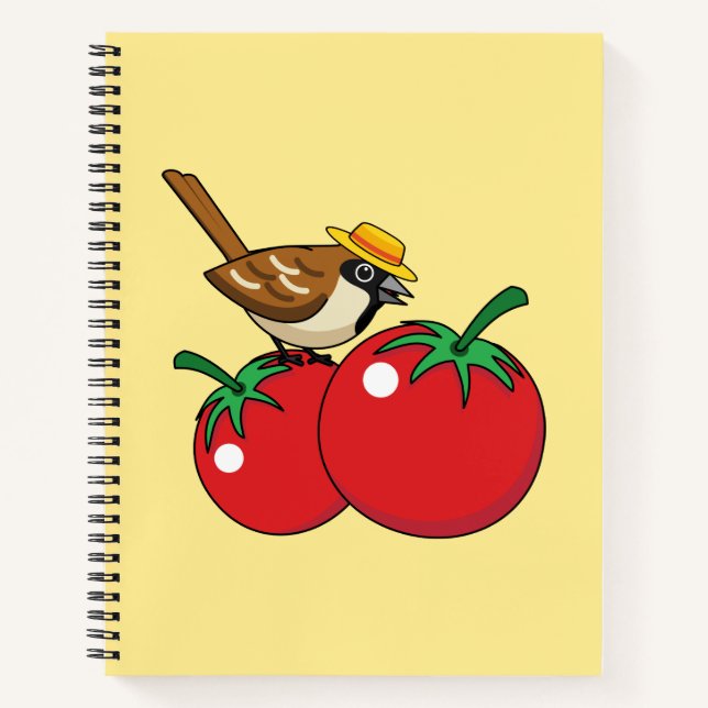 Cuaderno Lover Sparrow Orgánico come tomate rojo (Anverso)