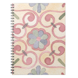 Cuaderno Loza española italiana mayólica rosa floral acuare