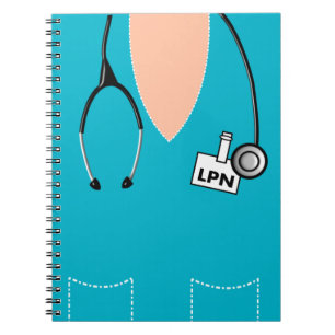 Cuaderno LPN Enfermera portátil Scrub Top Design Blue