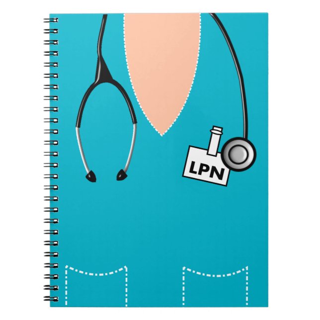 Cuaderno LPN Enfermera portátil Scrub Top Design Blue (Frente)