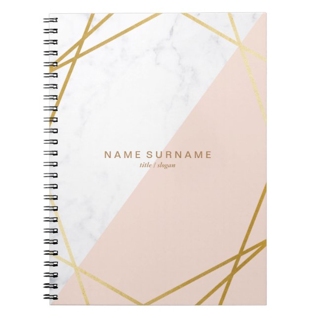 Cuaderno Lt de mármol geométrico moderno Pink Spiral Photo (Frente)