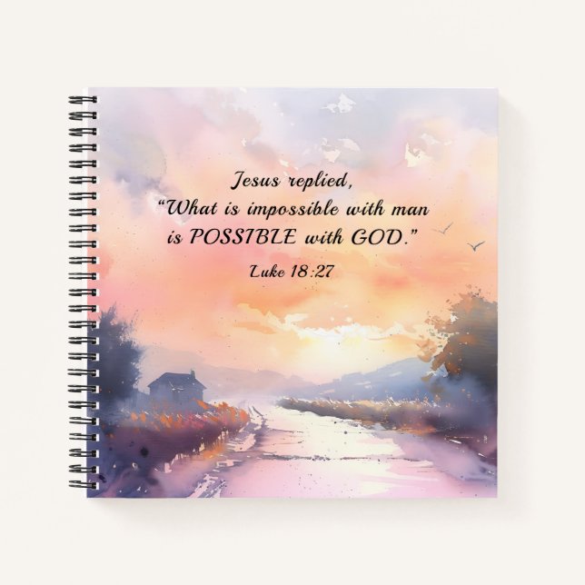 Cuaderno Lucas 18:27 Jesús respondió, Posible con la Biblia (Anverso)