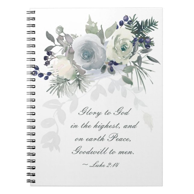 Cuaderno Lucas 2:14 "Gloria a Dios" Navidades de Rosa Blanc (Frente)