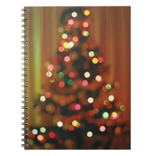 Cuaderno Luces borrosas de árboles de Navidad