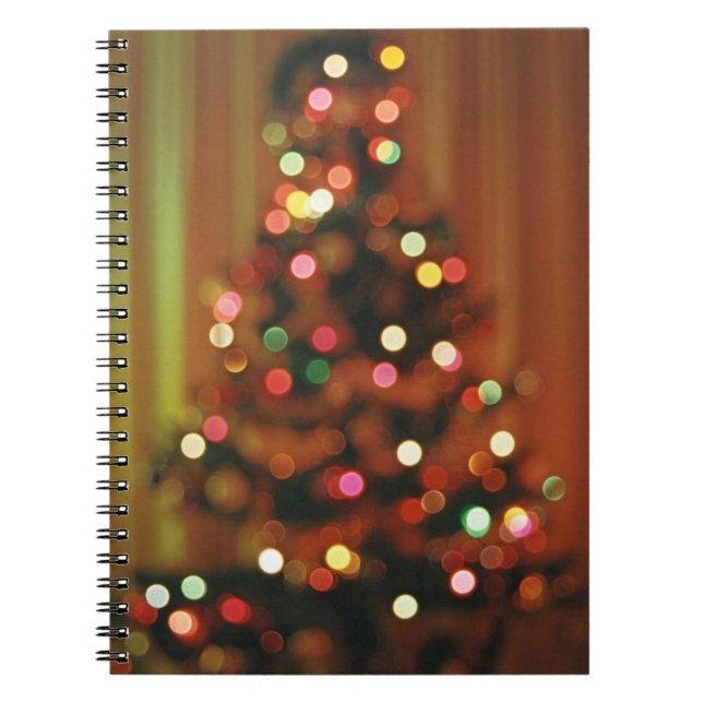 Cuaderno Luces borrosas de árboles de Navidad (Frente)