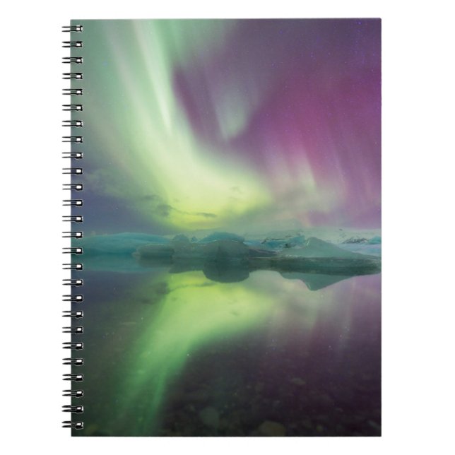 Cuaderno Luces de Aurora en la laguna | Jokulsarlon, Island (Frente)