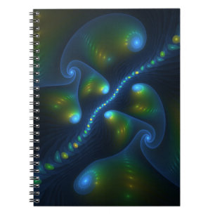 Cuaderno Luces de fantasía Resumen Fractal amarillo verde a