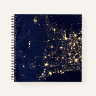 Cuaderno Luces De La Ciudad De Estados Unidos De Noche.