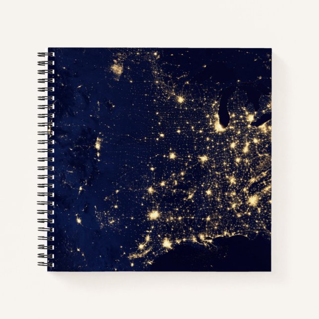 Cuaderno Luces De La Ciudad De Estados Unidos De Noche. (Anverso)