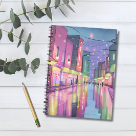 Cuaderno Luces de la ciudad de noche Lofi | Acuarela colori