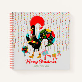 Cuaderno Luces de navidad, baubles, regalos y Rooster
