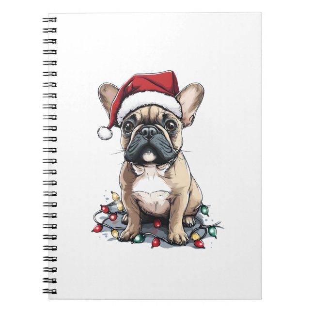 Cuaderno Luces de Navidad de Bulldog Francés Regalos de Per (Frente)