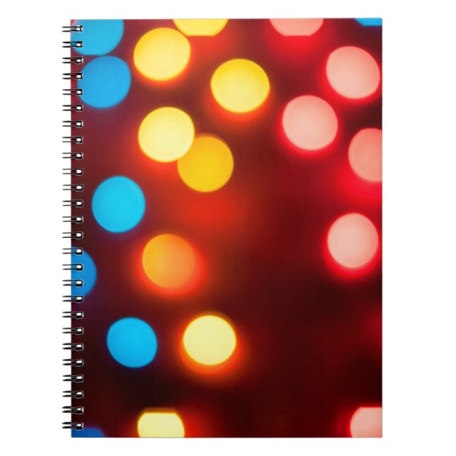 Cuaderno Luces de navidad desenfocadas. Bokeh de Año Nuevo. (Frente)