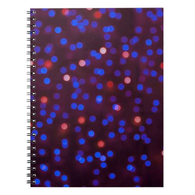 Cuaderno Luces de navidad, fondo festivo, borroso. (Frente)