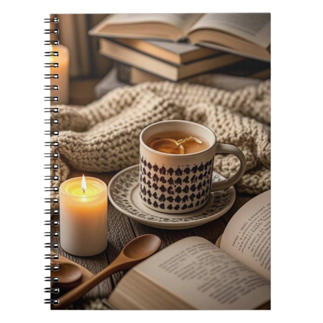 Cuaderno Luces de velas cálidas y acogedoras Boho (Frente)