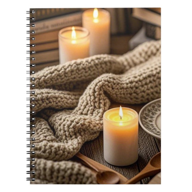 Cuaderno Luces de velas cálidas y acogedoras Boho (Frente)