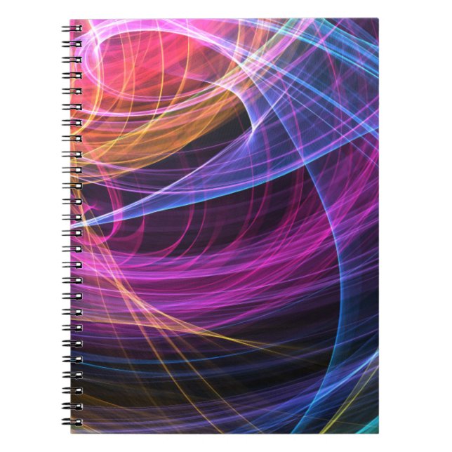 Cuaderno Luces de vórtice de arcoíris abstracto (Frente)
