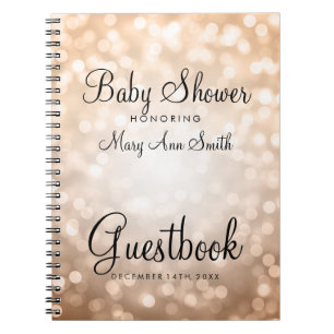 Cuaderno Luces del purpurina del cobre de Baby Shower del