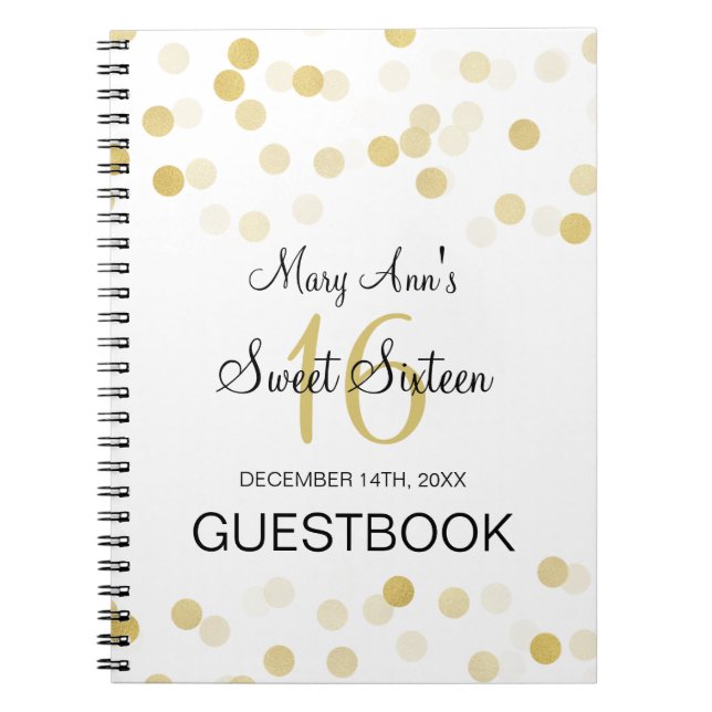Cuaderno Luces del purpurina del Relieve metalizado dorado (Frente)