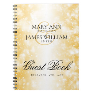 Cuaderno Luces elegantes del reflejo del oro del Guestbook