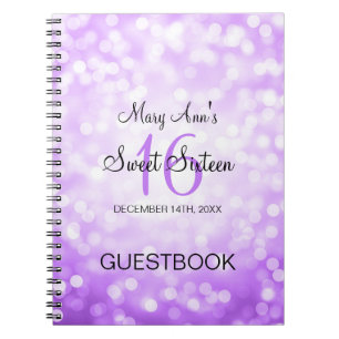 Cuaderno Luces púrpuras del purpurina del Guestbook del