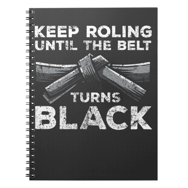 Cuaderno Luchador rodante del cinturón negro de Jiu Jitsu (Frente)