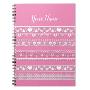 Cuaderno Lugar blanco decoración romántica lacy aniversario
