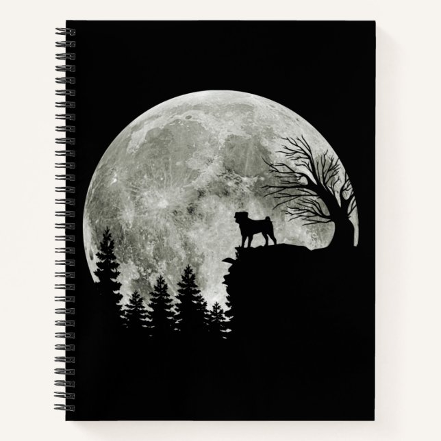 Cuaderno Lugar de Pug en la Luna de Halloween (Anverso)