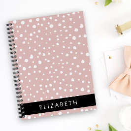 Cuaderno Lugares dálmatas rosados, puntos dálmatas, tu nomb