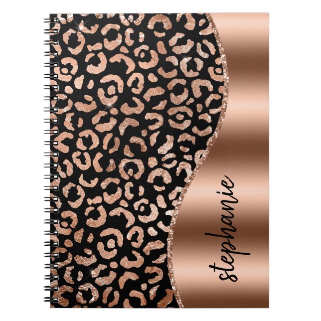 Cuaderno Lugares de leopardo de lámina falsa Glam Rosa Dora (Frente)