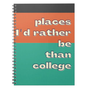 Cuaderno Lugares en los que preferiría estar que en la univ