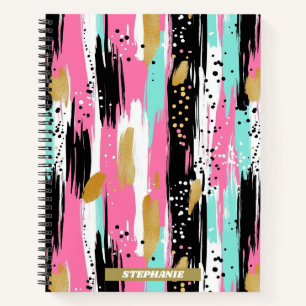 Cuaderno Lujo Abstracto Rosa Mint Dorado