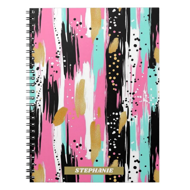 Cuaderno Lujo Abstracto Rosa Mint Dorado (Frente)