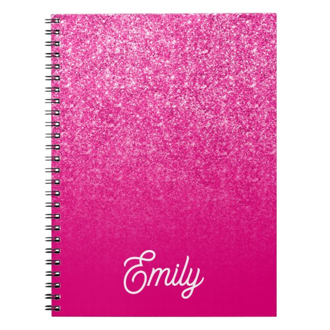Cuaderno Lujo Brillo Rosa Caliente y Ombre (Frente)