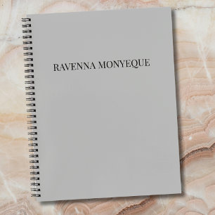 Cuaderno Lujo Greige Serif Nombre Personalizado Hecho a Med