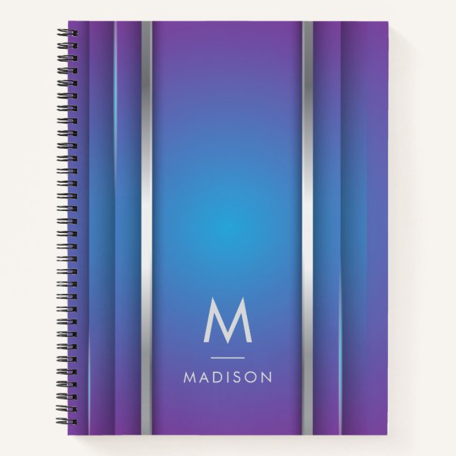 Cuaderno Lujo Moderno Mínimo Resumen Azul Violeta (Anverso)