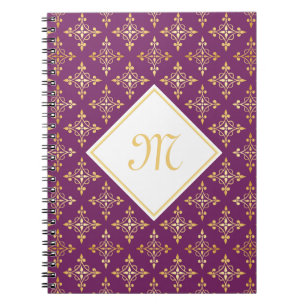 Cuaderno Lujo Monograma Morado y Dorado Quatre Floral
