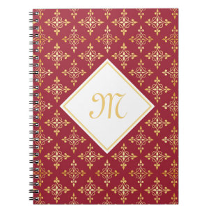 Cuaderno Lujo Monograma Rojo y Dorado Quatre Floral
