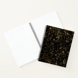 Cuaderno Lujo Patrón de Confeti Negro y Dorado Nuevo Lujo