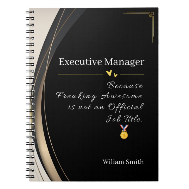 Cuaderno Lujo Personalizado Negro y Dorado (Frente)