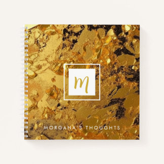 Cuaderno Lujo Sparkling Gold Monogram Square