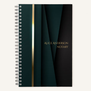 Cuaderno Lujo verde oro elegante notaría simple glamour 