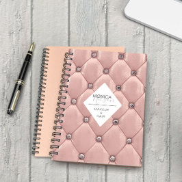 Cuaderno Lujosa Monograma Acolchada en Rosa Dorado