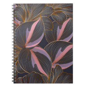 Cuaderno Lujoso fondo floral sin fisuras dorado con trop