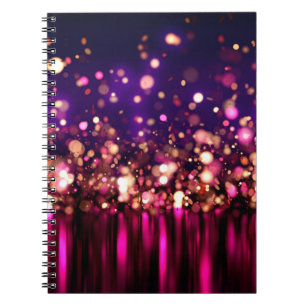 Cuaderno Lujoso fondo purpurina y luminoso.