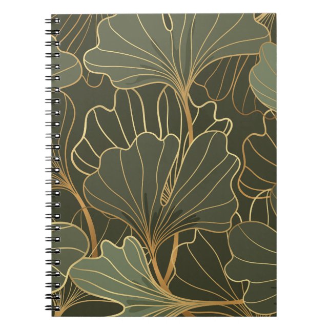 Cuaderno Lujoso Ginkgo Gold Line Art (Frente)