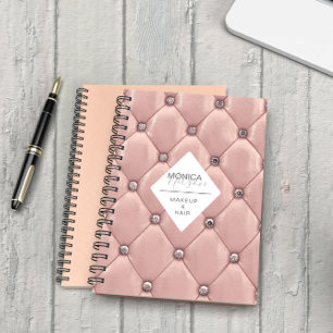 Cuaderno Lujoso Monograma Bordado Rosa Dorado