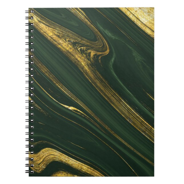 Cuaderno Lujoso Onyx Verde: Mármol Dorado. (Frente)