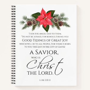 Cuaderno Luke 2:10-11 Navidades de Poinsettia Scripture