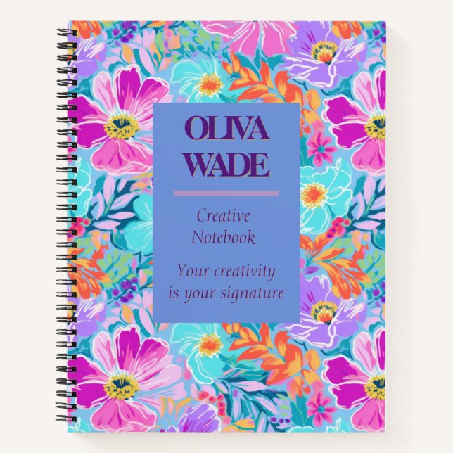Cuaderno Luminosa acuarela Floral Lavanda y Planner rosa (Anverso)